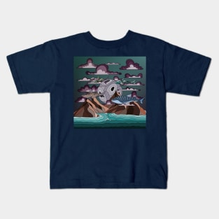 school of sharks in the sky Kids T-Shirt